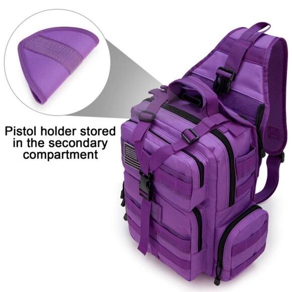 Tactical EDC Sling Bag Backpack with Pistol Holster Military Shoulder Backpack - Picture 4 of 12